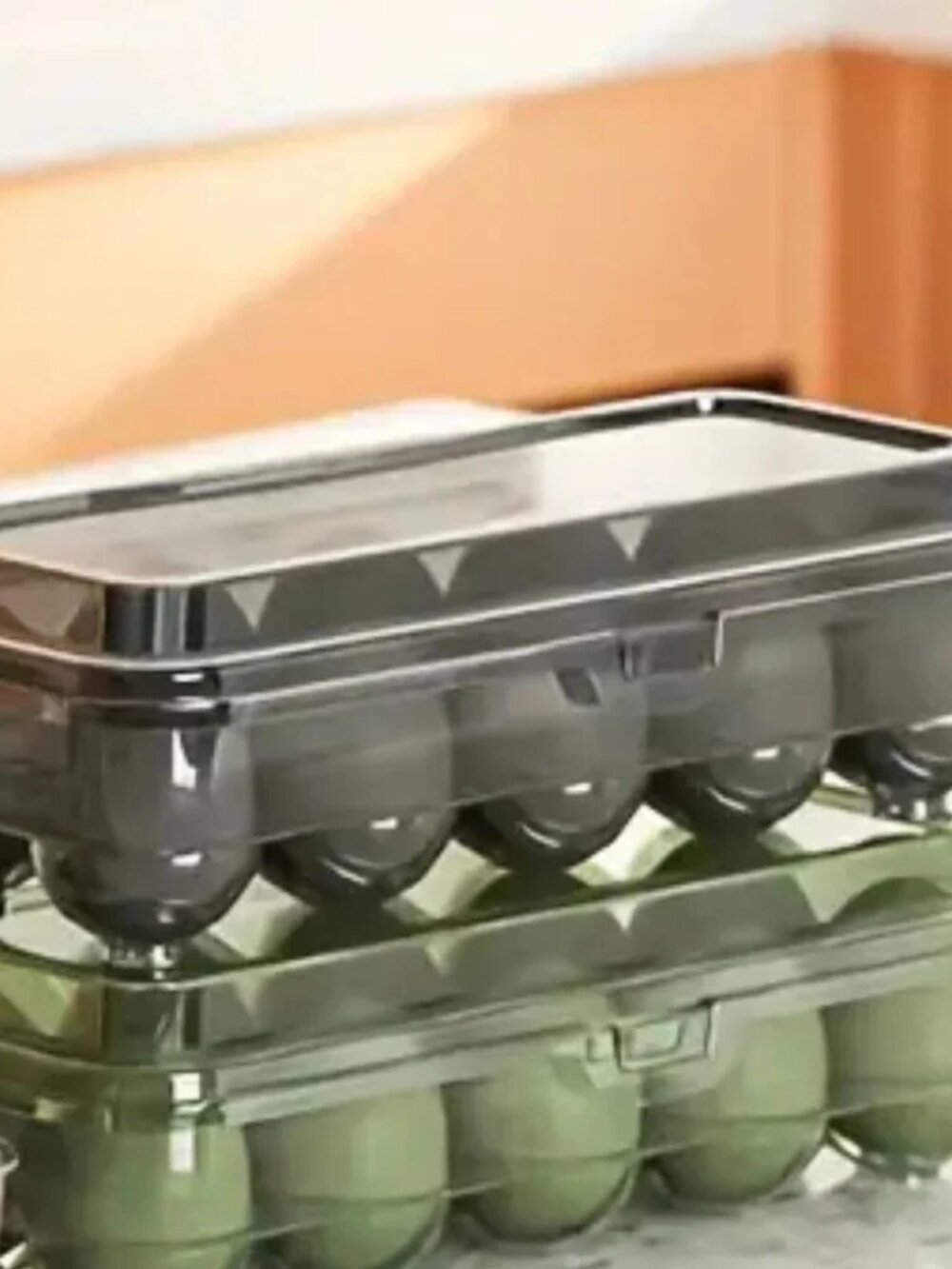 NEW Resin Gray Storage Bin Stackable Reusable Eggs Storage Box Flip Lid Closure